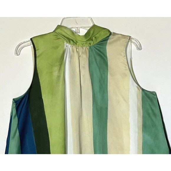 New Zara Satin Striped Back Tie Bow Sleeveless Asymmetric Tunic Blouse Top - Picture 3 of 10